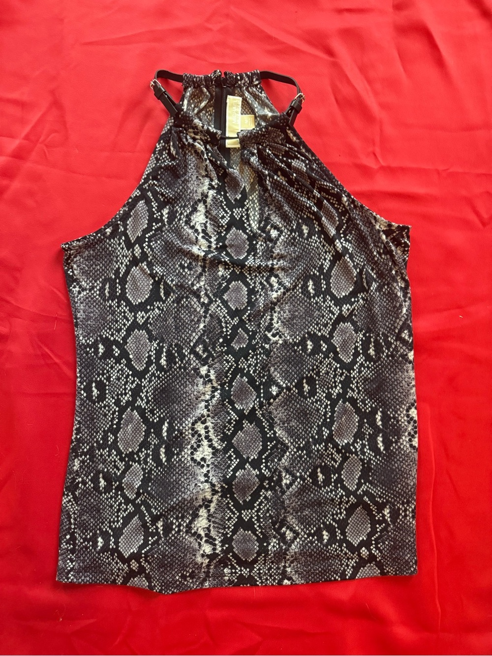 Michael Kors Snake Print Halter Neck Tank Top - Black/Gray